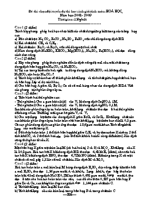 Đề thi chọn đội tuyển dự thi học sinh giỏi tỉnh môn Hóa học Lớp 8 - Năm học 2008-2009 (Có đáp án)